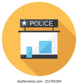 Police icon. Flat design style modern vector illustration. Isolated on stylish color background. Flat long shadow icon. Elements in flat design.