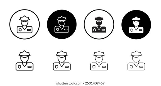 Police icon Flat fill set collection