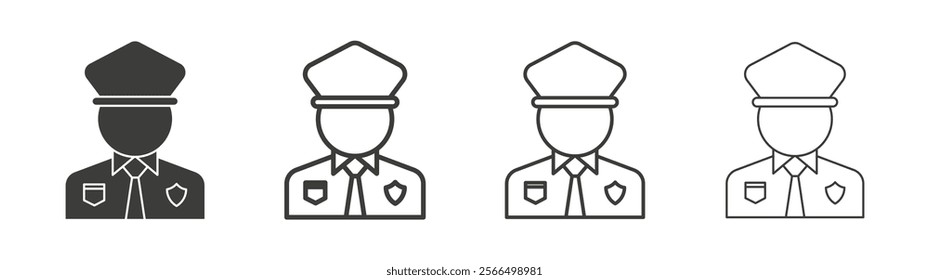 Police icon flat and linear vector illustration on white background.