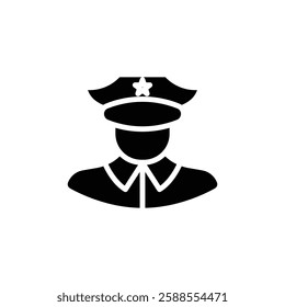 Police icon Flat vector set outline