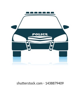 Police Icon Front View. Shadow Reflection Design. Vector Illustration.