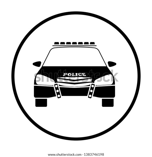 Police icon front view. Thin Circle Stencil\
Design. Vector\
Illustration.