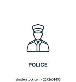 Police Icon. Line Simple Line Protest Icon For Templates, Web Design And Infographics