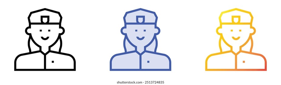 police icon. Linear, Blue Fill and Gradient Style Design Isolated On White Background
