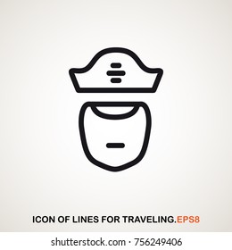 police icon of lines for travelers. the policeman's face in cap. eps8