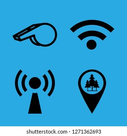 police icon set about whistle, woods marker and signal vector set