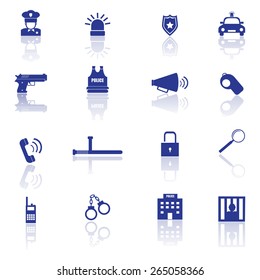 police icon set blue