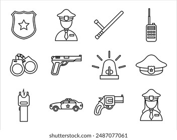 Police Icon Set Collection Set