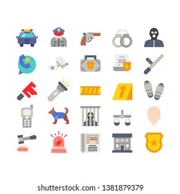 Police icon set with flat style vector illustration