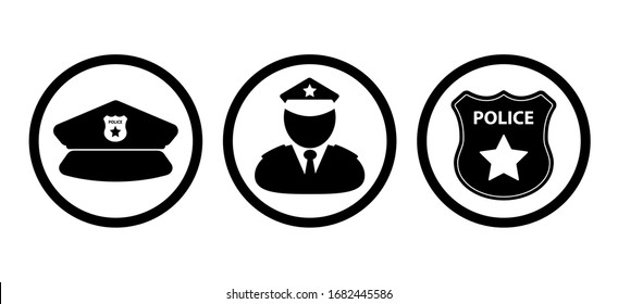 police icon set on white background
