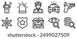 Police Icon Set Professional Line Style Collection for Law Enforcement