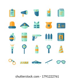 Polizei Icon Set Vektor-Wohnung für Website, mobile App, Präsentation, soziale Medien. Geeignet für Benutzerschnittstelle und Benutzerfreundlichkeit.