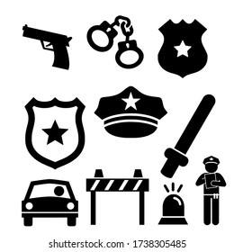 Police icon set. Vector illustration