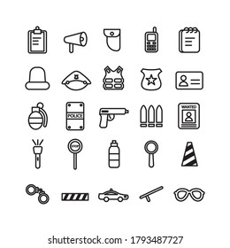 Police icon set vector line for website, mobile app, presentation, social media. Suitable for user interface and user experience.