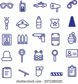 Police icon set vector line for website, mobile app, presentation, social media. Suitable for user interface and user experience.
