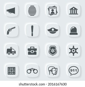 Police icon set for web sites and user interface