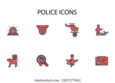 Police icon set.vector.Editable stroke.linear style sign for use web design,logo.Symbol illustration.