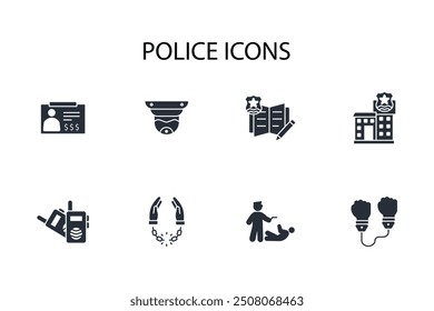 Police icon set.vector.Editable stroke.linear style sign for use web design,logo.Symbol illustration.