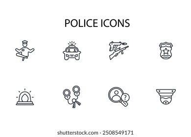 Ícone de polícia set.vetor.Editável sinal de estilo traço.linear para usar design da Web,ilustração logo.Symbol.