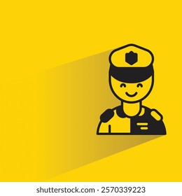 police icon with shadow on yellow background