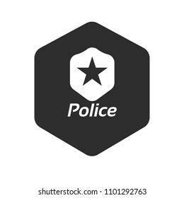 police icon and shield, badge vector icon illustration