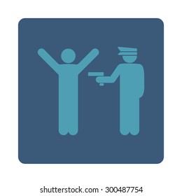 Police icon. This flat rounded square button uses cyan and blue colors and isolated on a white background.