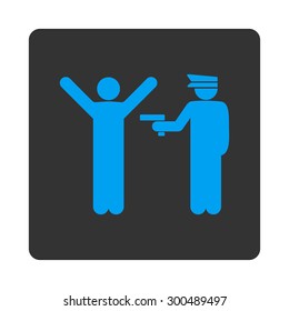 Police icon. This flat rounded square button uses blue and gray colors and isolated on a white background.