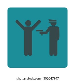 Police icon. This flat rounded square button uses soft blue colors and isolated on a white background.