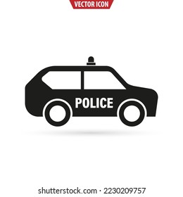 Police icon in trendy flat design. Car icon. Isolated vector illustration