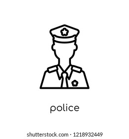 Police icon. Trendy modern flat linear vector Police icon on white background from thin line law and justice collection, editable outline stroke vector illustration