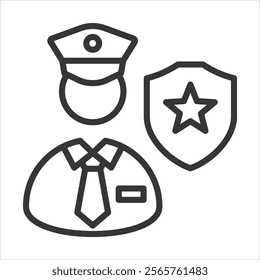 Police Icon Vector Illustration Outline Style