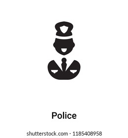 Police icon vector isolated on white background, logo concept of Police sign on transparent background, filled black symbol