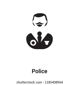 Police icon vector isolated on white background, logo concept of Police sign on transparent background, filled black symbol