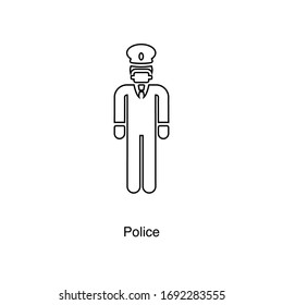 Icono de la policía vectorial sobre fondo blanco. Icono negro