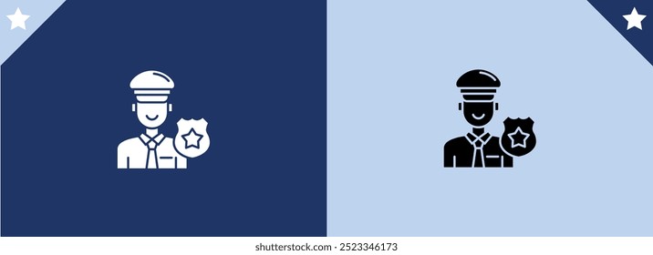 Police Icon vector. Policeman Officer avatar illustration. Element of war and piece. Signs and symbol for websites, web design, mobile app on color background