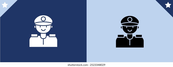 Police Icon vector. Policeman Officer avatar illustration. Element of war and piece. Signs and symbol for websites, web design, mobile app on white background