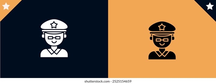 Police Icon vector. Policeman Officer avatar illustration. Element of war and piece. Signs and symbol for websites, web design, mobile app on color background