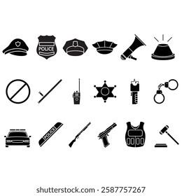 Police icon vector set. Law illustration sign collection. Justice symbol or logo.