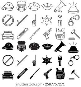 Police icon vector set. Law illustration sign collection. Justice symbol or logo.