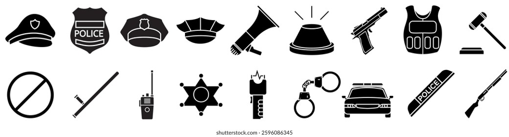 Police icon vector set. Law illustration sign collection. Justice symbol or logo.