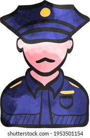 police icon in watercolor style