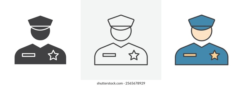 Police icons in black and colored versions