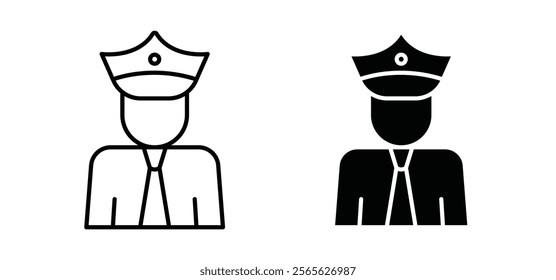 Police icons in black and white colors