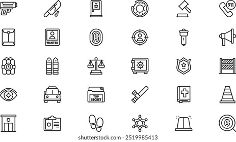 Police icons High-Quality Vector Icons Collection with Editable Stroke. Ideal for Professional and Creative Projects.