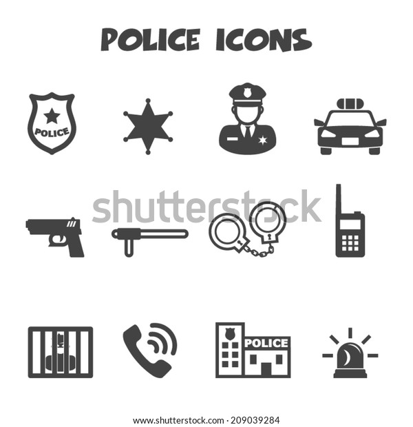 police icons, mono vector\
symbols