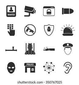 Police icons set. 