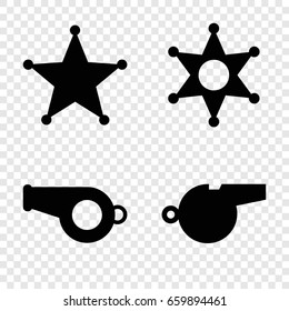 Police icons set. set of 4 police filled icons such as sheriff