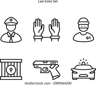 police icons set isolated on white background. police icon thin line outline linear police symbol for logo, web, app, UI. police icon simple sign.