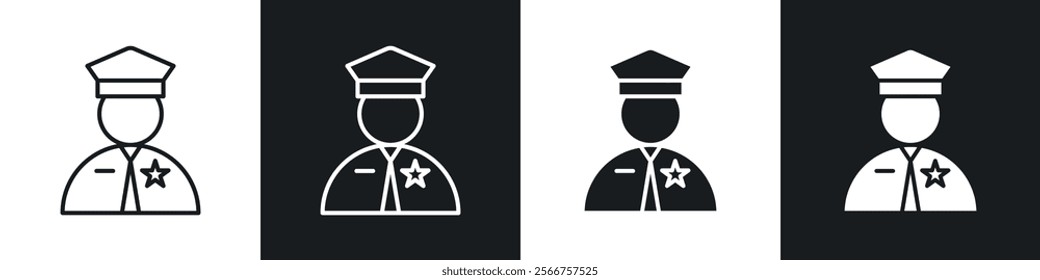 Police icons in Thin line black color. flat simple vector symbols illustration.