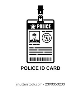 Police id card icon isolated on background vector illustration.